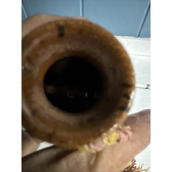 Vintage Handmade Carved brown Hanging 3" Small Vase Jar Native maybe peruvian - Picture 5 of 7